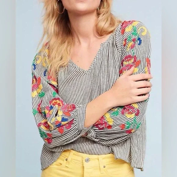 Anthropologie Embroidered Soleil Top by Floreat Size M - Picture 2 of 13